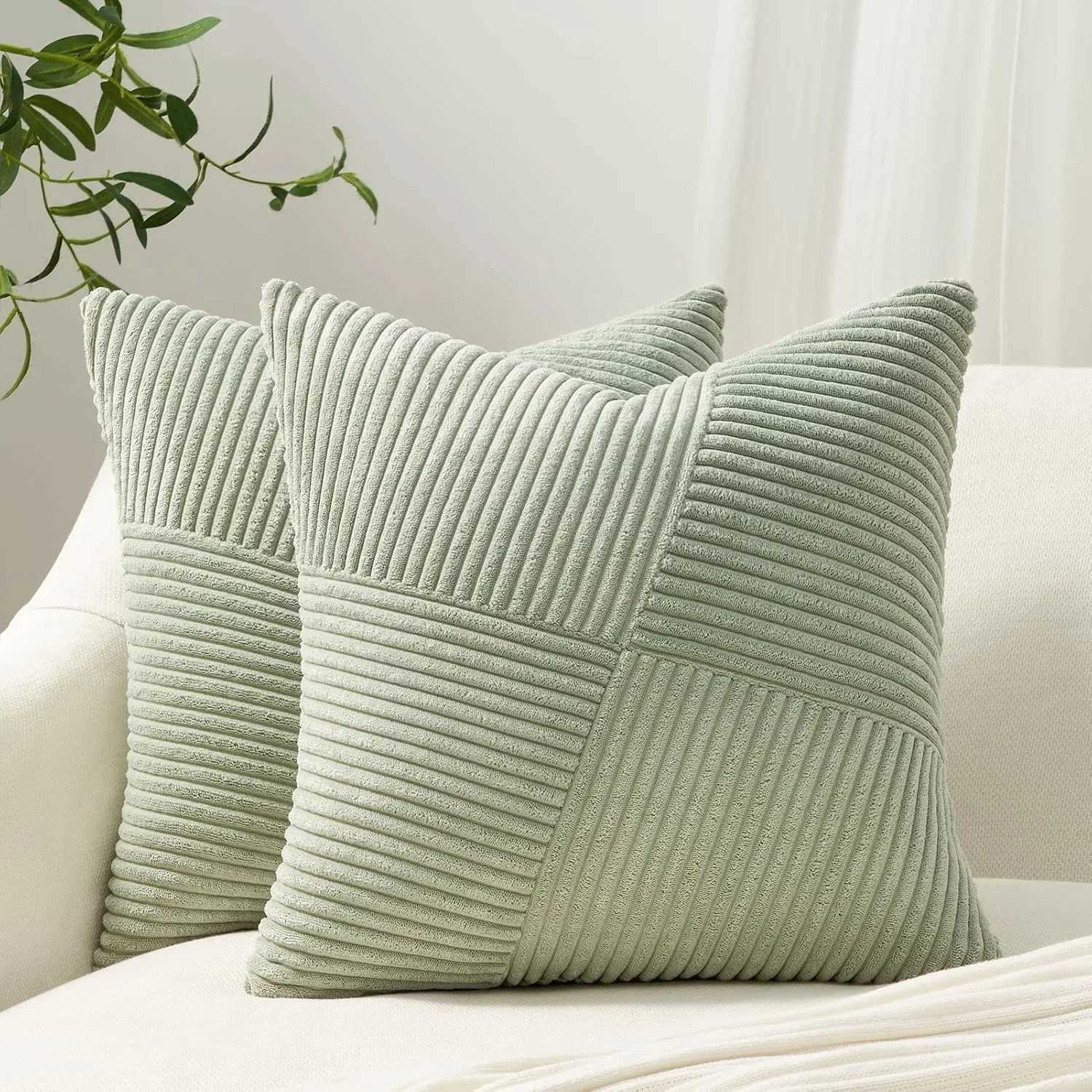 Pillow Case Spring Green Windmill Luxury case 40x40CM Striped Corduroy Throw cover Textured Solid decor for Sofa Living Room C251120