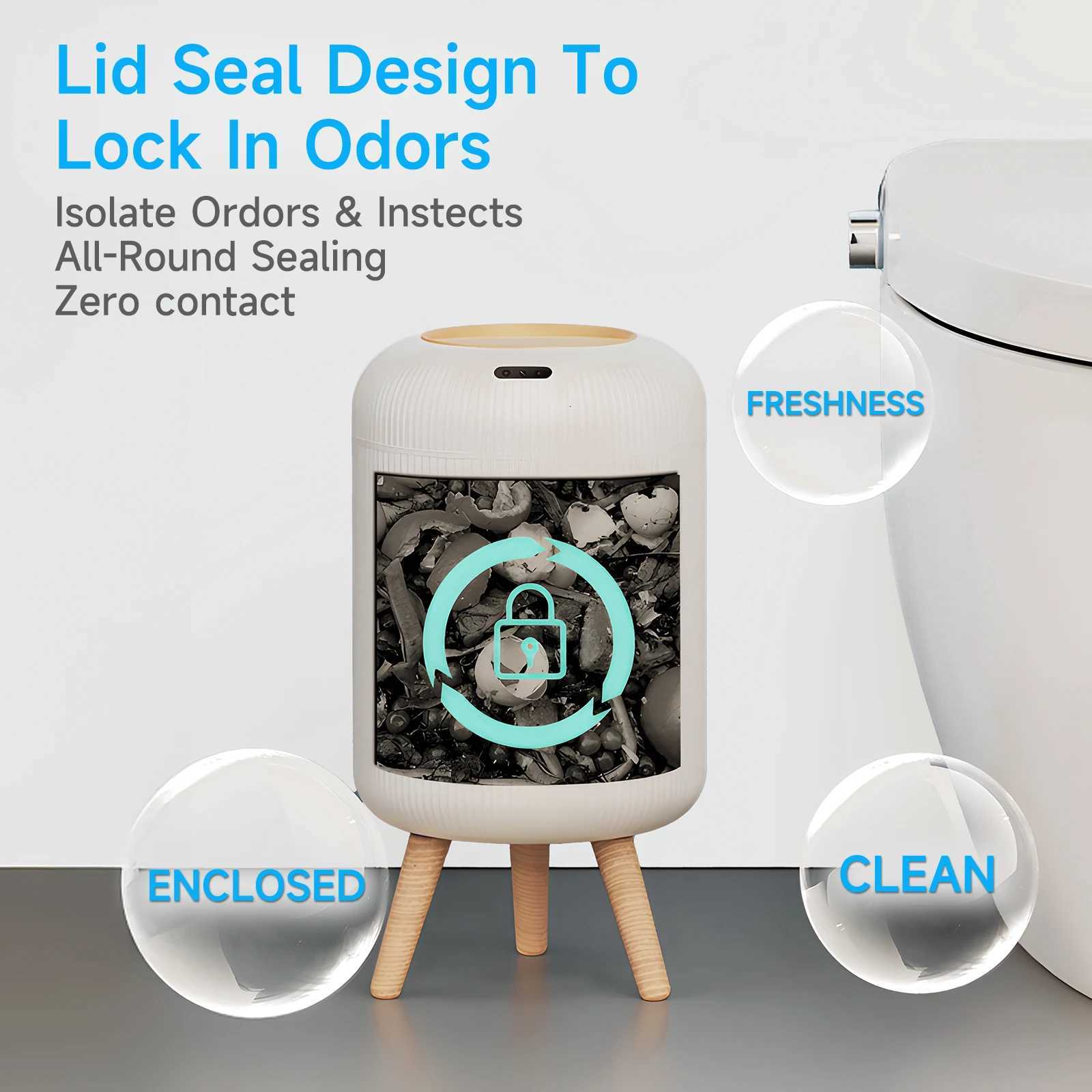 Smart Sensor Trash Can 3 Gallon/11 Liter Motion Sensor Trash Can Removable High Leg Design Anti-Odor Sealed Lid Silent Auto C251120