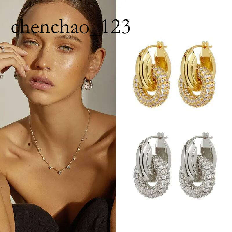 Earrings Designer For Women Sterg Hoop Metal Locking Rhie Zirconia Stud Party Weddings Jewelry Gift