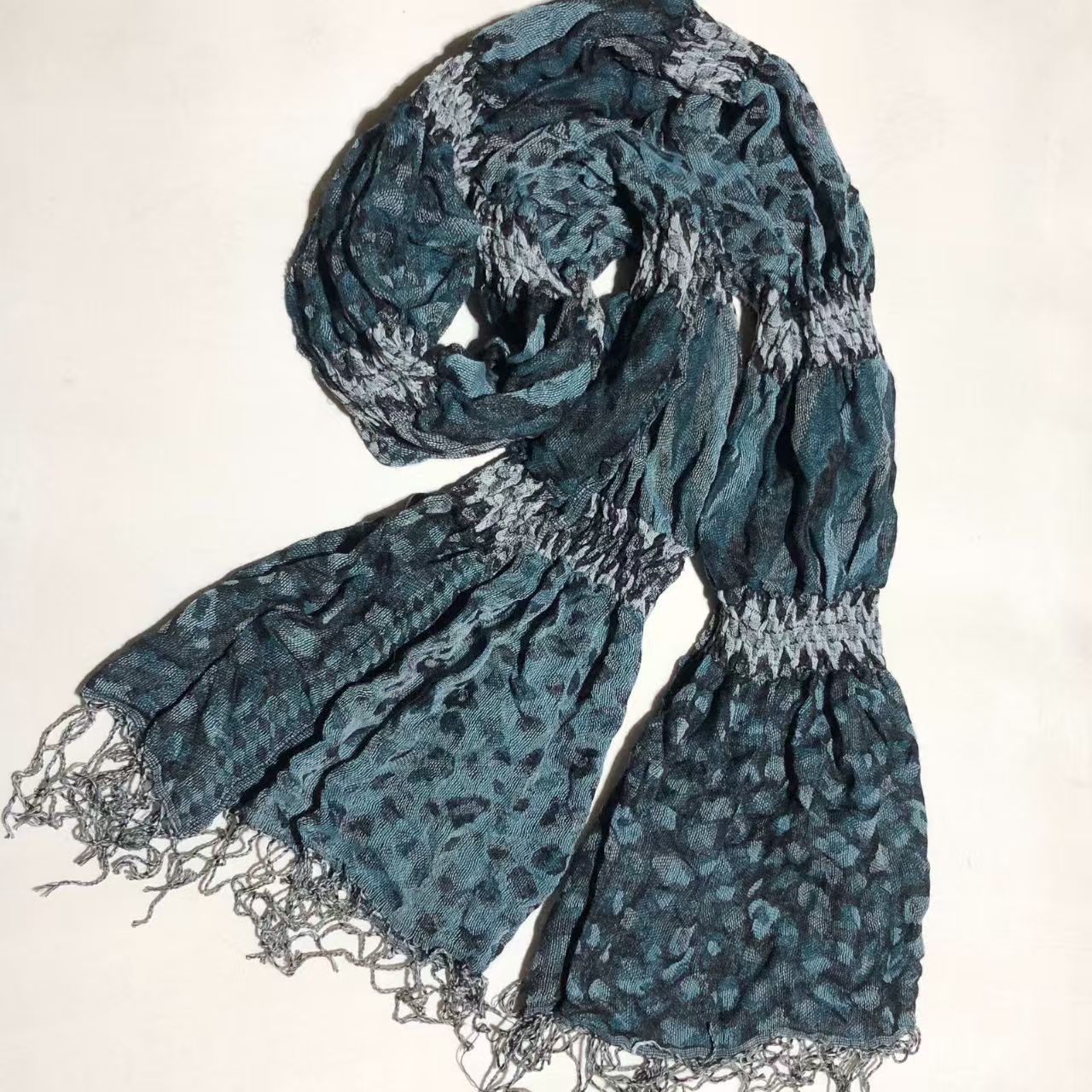 T515 pleated ruffled spring and autumn winter scarf wasteland style dopamine stretch cotton