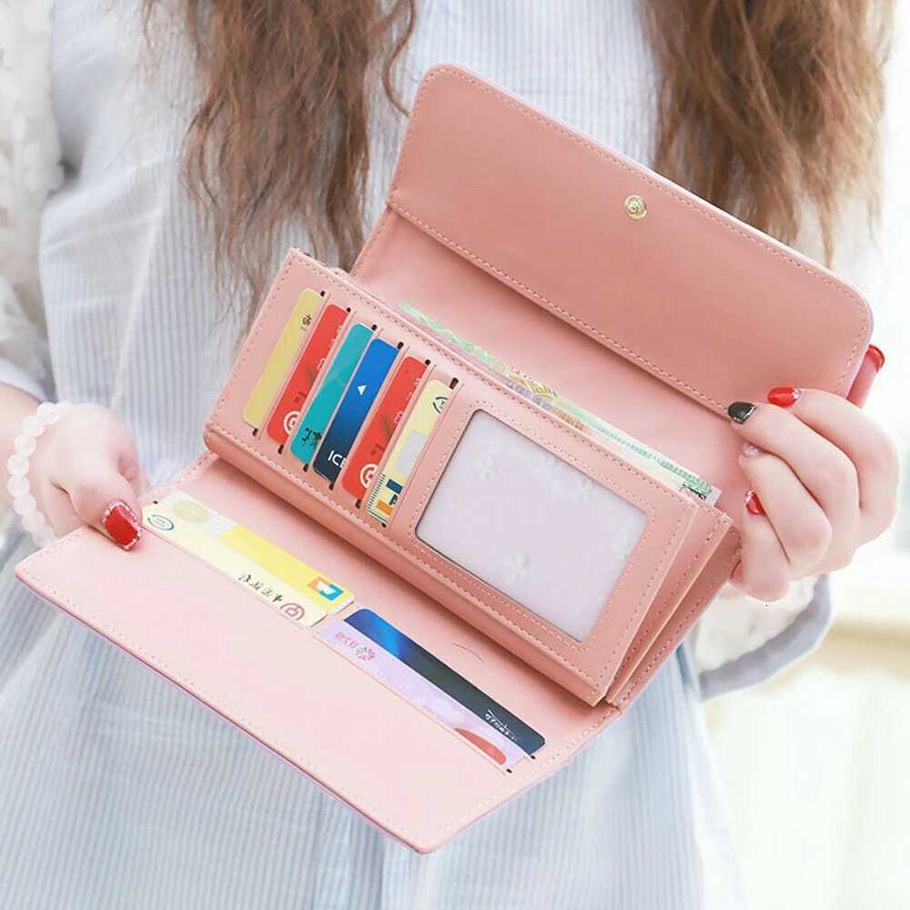 Women PU Leather Long Wallet Diamond Pattern Purse Large Capacity Card Holder Crown Buckle Ladies Phone Bag Girls GiftsW251120