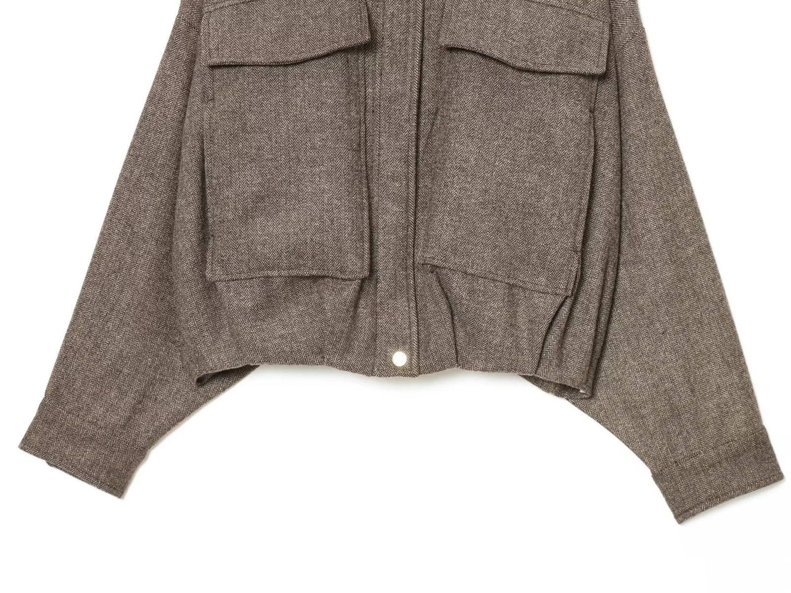 European and American Autumn Winter Womens Casual Stand Collar Loose Herringbone Pattern Puffy Bomber Jacket 251120