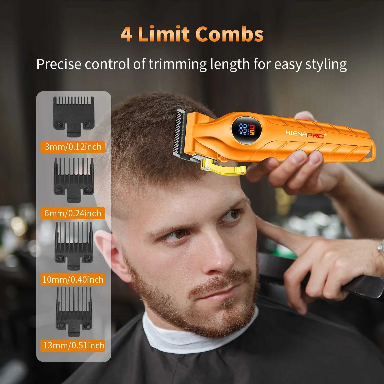 Hair cutting machine Orange Hair Clipper Set Professional Salon Digital Display Wireless Charging Two sets Gift SetT251120