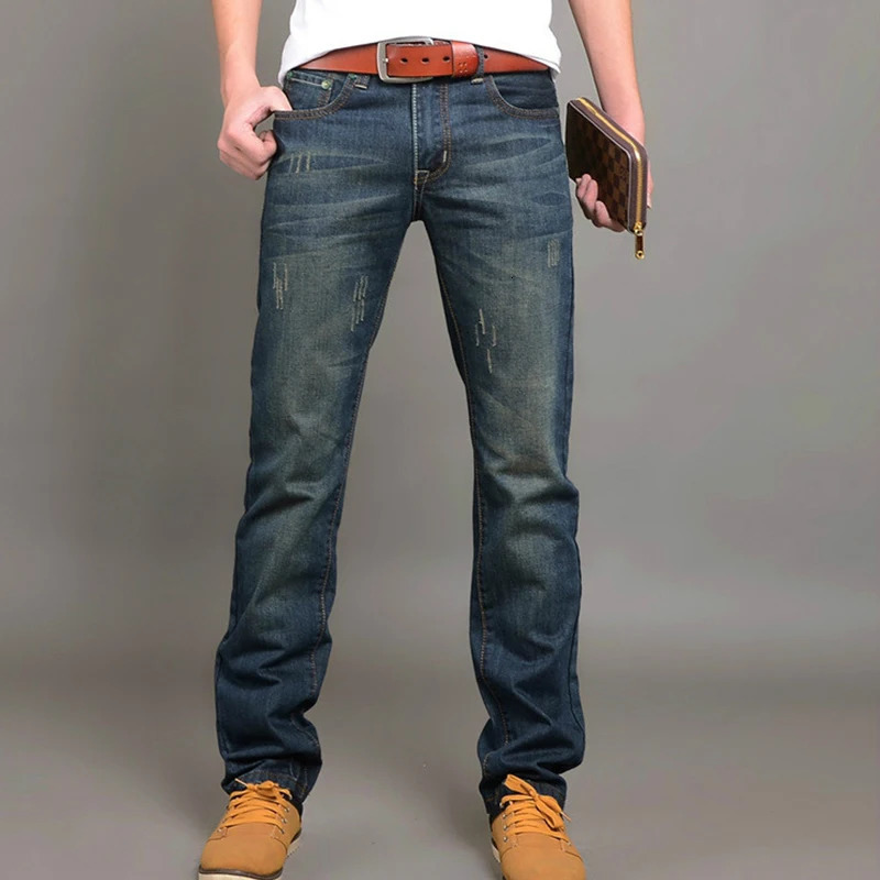 Casual Jeans Men Business Straight Stretch Denim Pants Trousers Slim Fit Classic Cowboys Young Man 251218