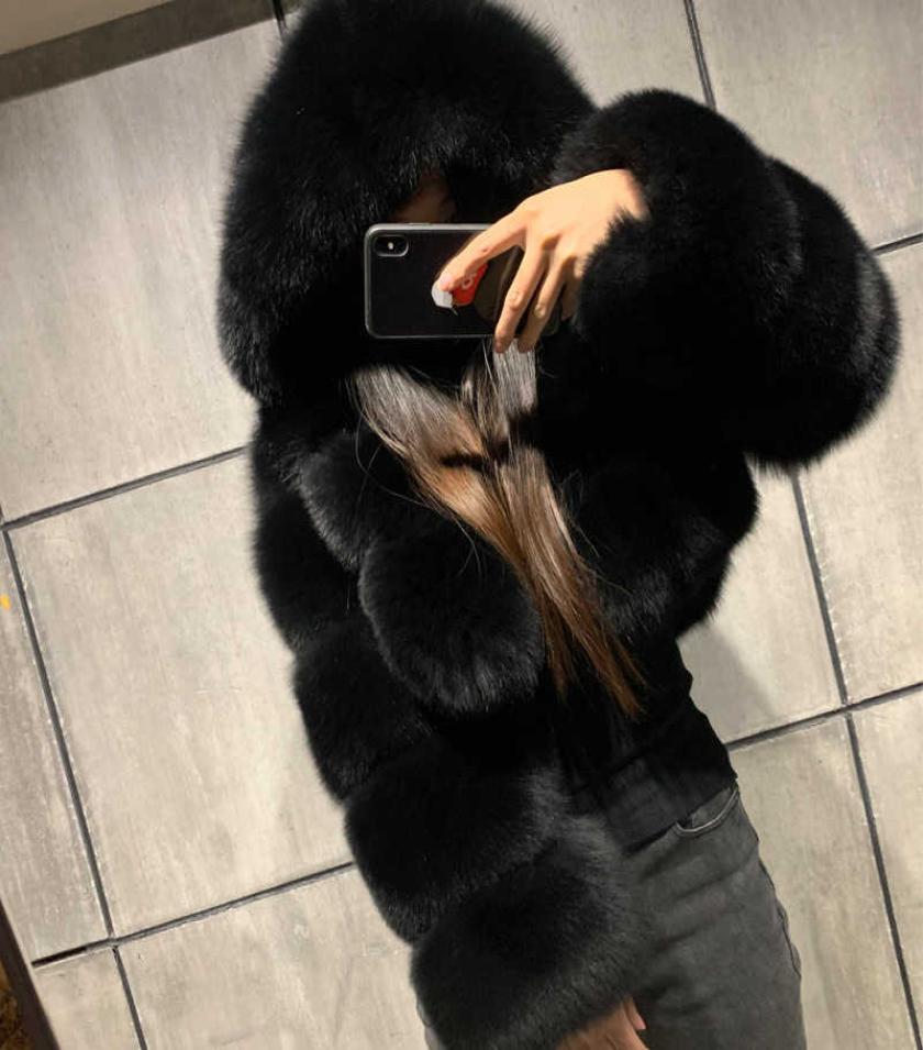 High Quality Furry Cropped Faux Fur Coats And Jackets Women Fluffy Top Coat With Hooded Winter Fur Jacket Manteau Femme3242123