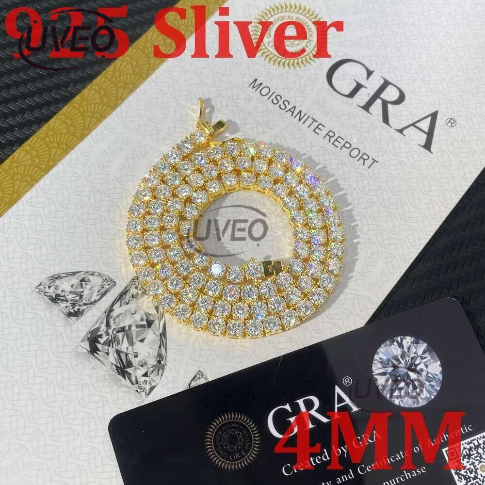 Hot Sale Hip Hop Iced Out Jewelry Fashion Dia Necklace S Sier 2MM 3MM 4MM 5MM Vvs Moissanite Tennis Chain
