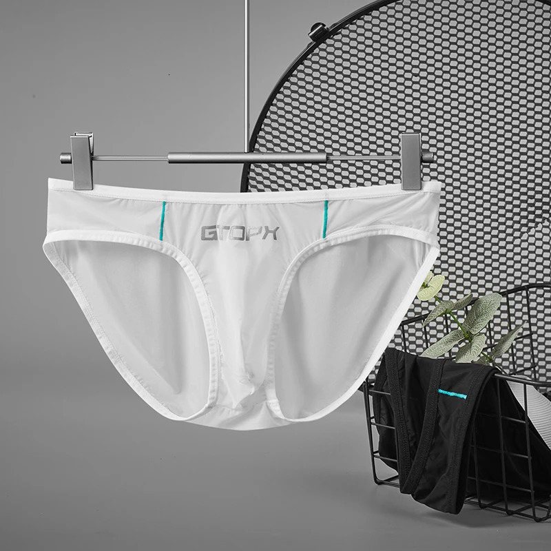 GTOPX Mens Underwear Thin Ice Silk Fabric Single Layer Ushaped Convertible Low Waist Transparent Sports Sexy 250417