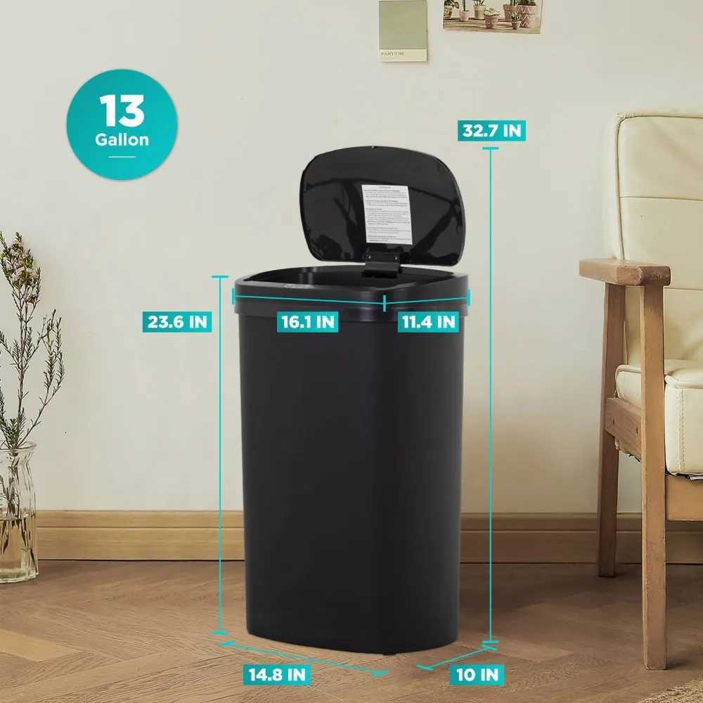 13 gallon kitchen trash can with lid automatic trash can kitchen bedroom bathroom office waterproof trash can C251120
