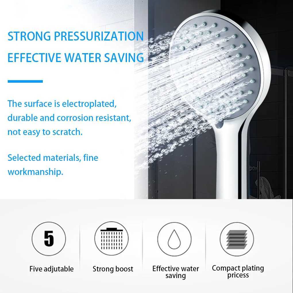 High Pressure 5 Modes Adjustable Shower Head Rainfall Handheld Spray Nozzle Shower Head With Hose Bracket Bathroom AccessoriesM251120