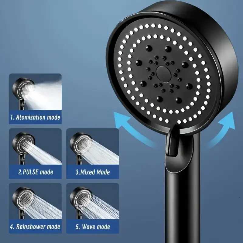 High Pressure Shower Head Set with 15m Hose Wall Mount Powerful Spray Water Saving Adjustable for Low Flow BathroomM251120
