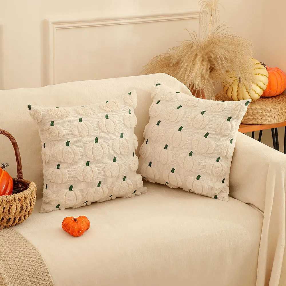 Pillow Case 1/2pcs Halloween Pumpkin Decorative Cover 18x18 Inch Orange Cushion Case for Sofa Couch Fall Thanksgiving Home Decor C251120