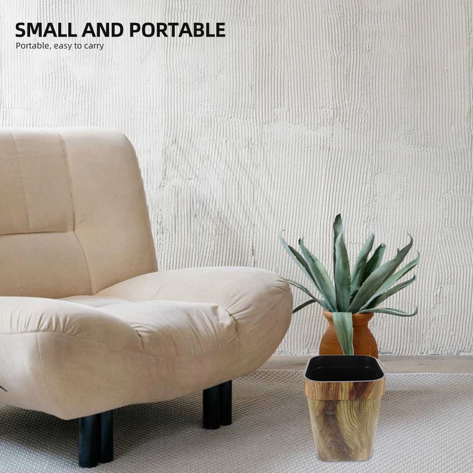 1Pcs Vintage Style Home Rubbish Bin 14L Thickened Plastic Trash Can with Press Ring Design for Kitchen Bedroom Living Room C251120