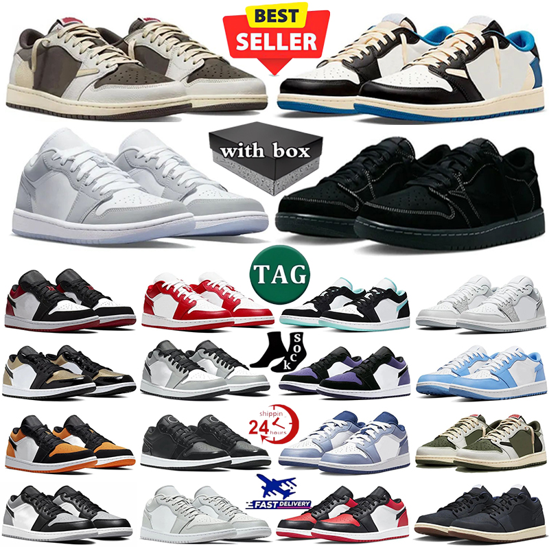Designer Low 1s Basketball Shoes Wolf Grey Carbon Arctic Punch Black Toe Fragment Reverse Mocha Grey Trainers Black White Smoky Grey Women Sneakers EUR 36-47