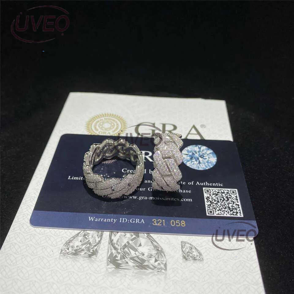 Band Cuban Custom Hip Hop Sterg Vvs Moissanite Dia Rings Men Iced Out Sier Ring Gold Plated For Women Jewelry Gift