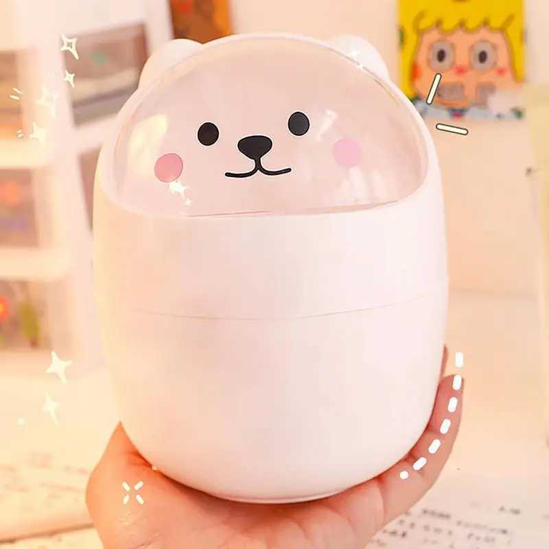 Cute Desktop Trash Can Animal Design Tiny Tabletop Wastebasket Funny With Shake Lid Decorative Desktop Trash Can With Lid C251120