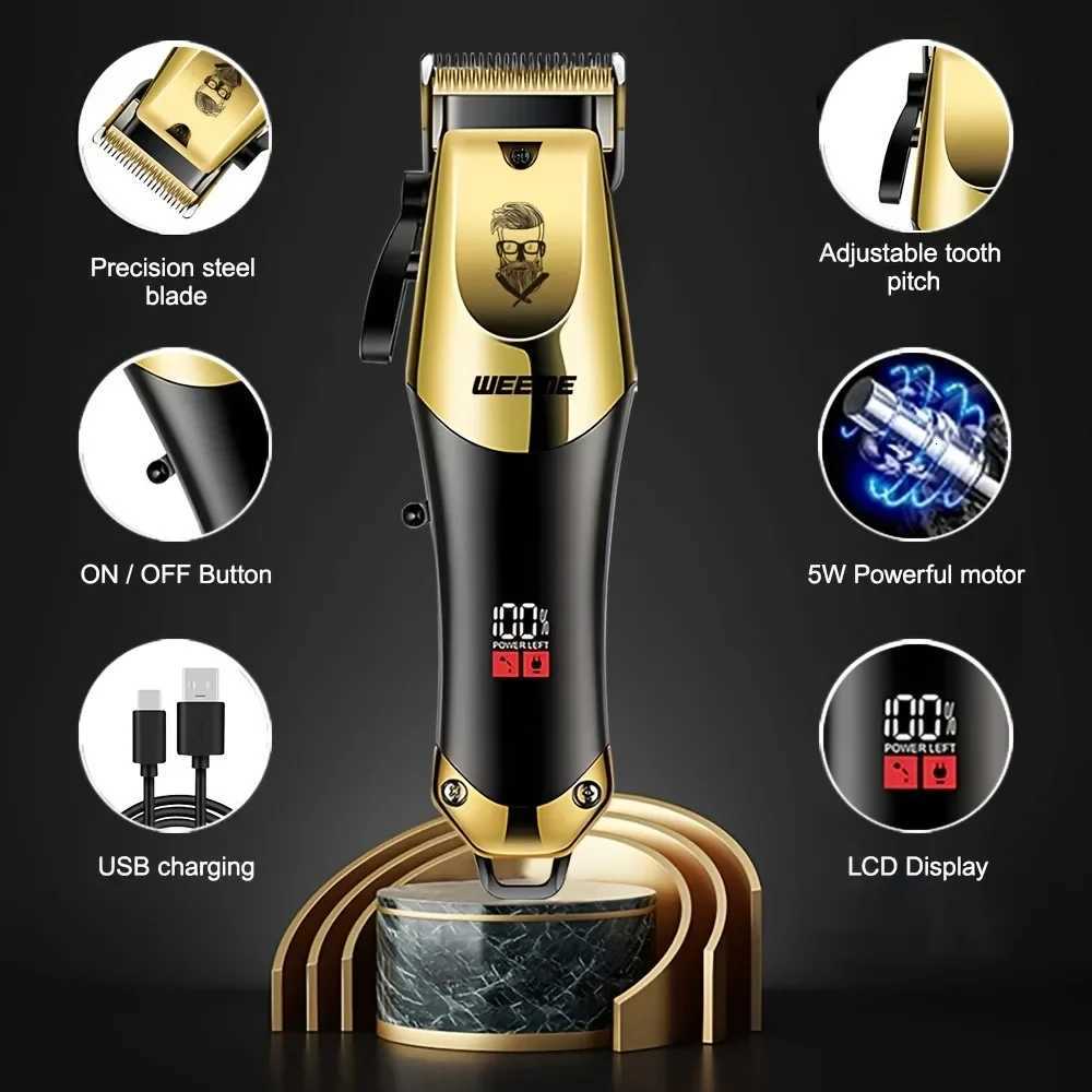 USB Rechargeable Hair Clippers For Men Kit 3-Piece Set Golden Balck Hair Clippers With LCD Display 8 Guide Combs Trimmer ShaverT251120