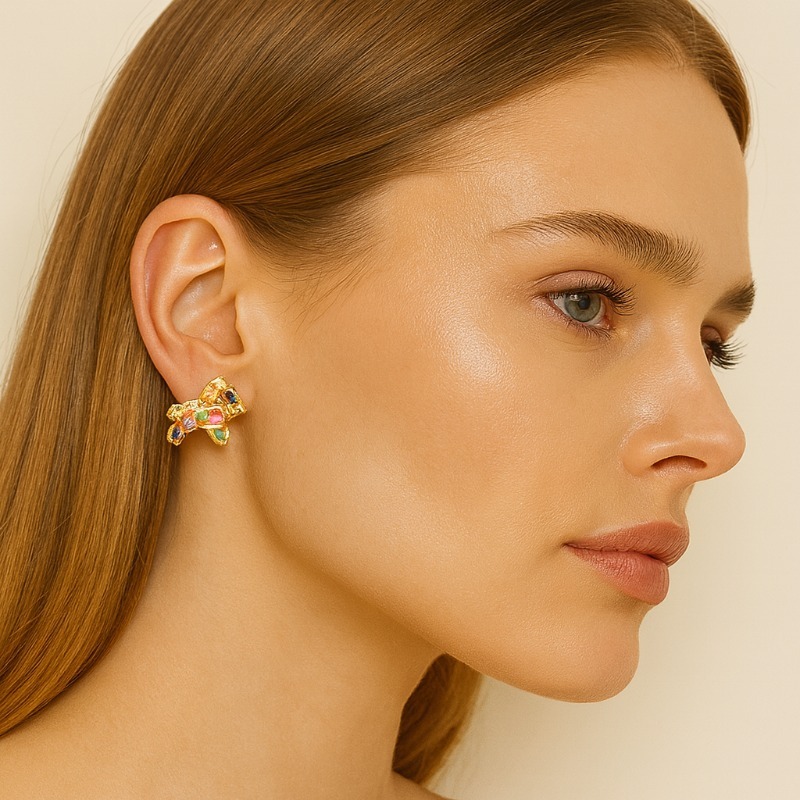 Colorful Crystal Zircon Horse Stud Earrings for Women, Luxury High-End 2025 Autumn Winter New Fashion Versatile Earrings, Perfect Gift Choice H260202