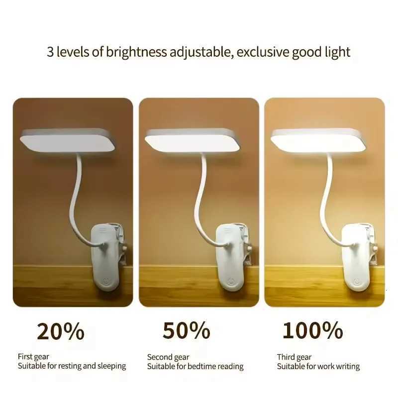 360 Flexible Study Table Lamp with Clip USB Dimmable Night Desk Lamp Rechargeable Night Light for Bedroom Study Reading Office M251120