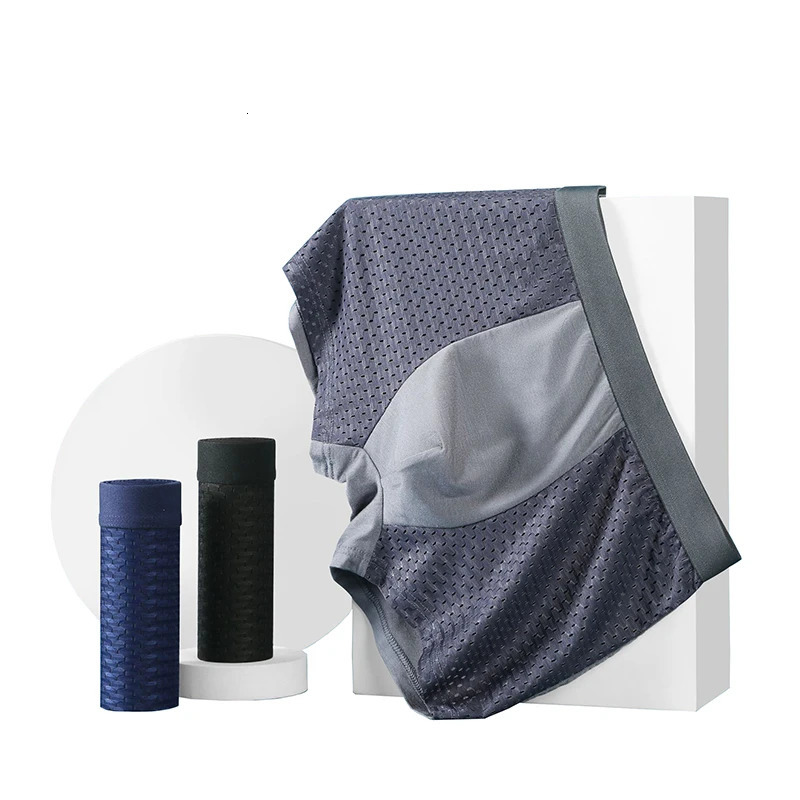 Mens underwear mens thin breathable ice silk mesh sexy square corner pants shorts 4 piecesset 250417