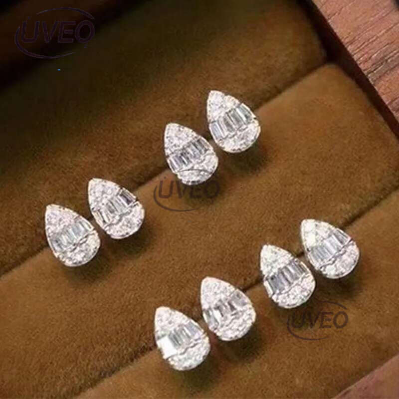 2023 Choucong Brand Stud Earrings Classical Jewelry Sterg Sier Princess Cut White Topaz CZ Dia Gemstones Party Water Drop Women Wedding Earring Gift