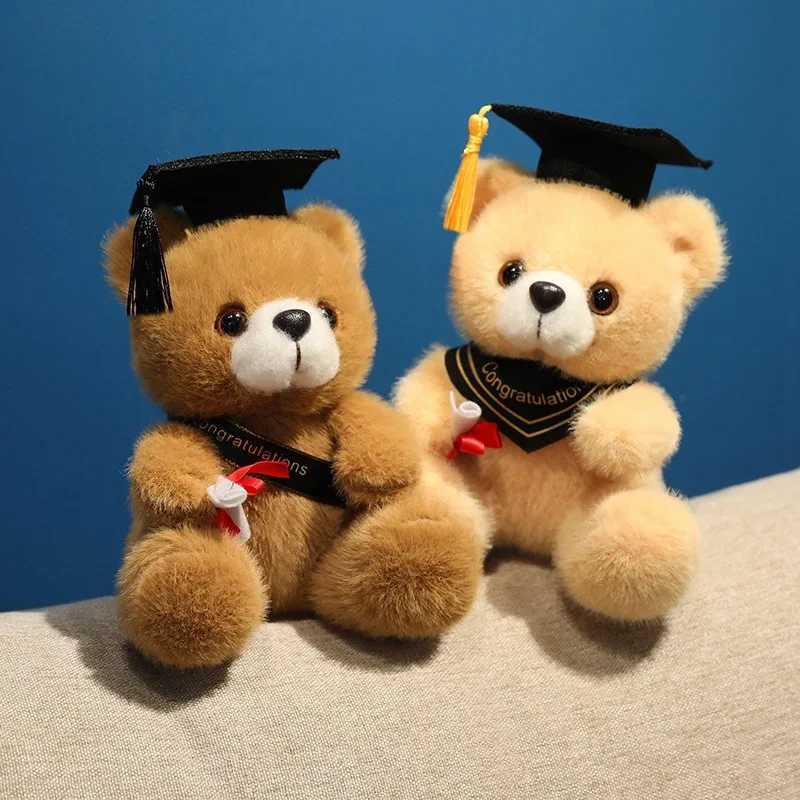 18cm Cute Doctor Cap Bear Doll Clothes Bear Stuffed Animals Plush Toys Boys Girls Students Graduation Gift Home Decoration G251120