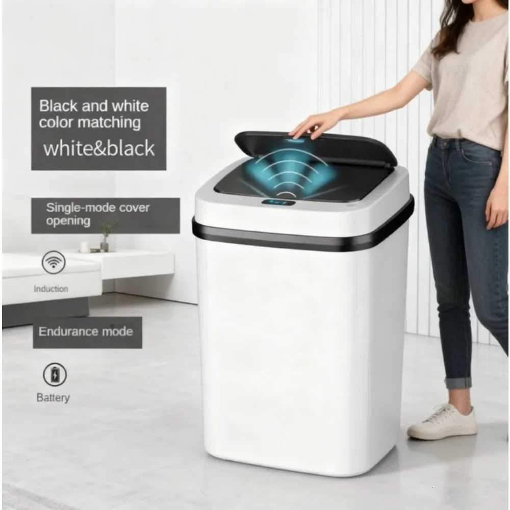 Hot Kitchen Trash Bin 13L Bathroom Touch Trash Can In The Toilet Smart Garbage Bucket Waste Bins Dustbin Smart Trash Can Kitchen C251120