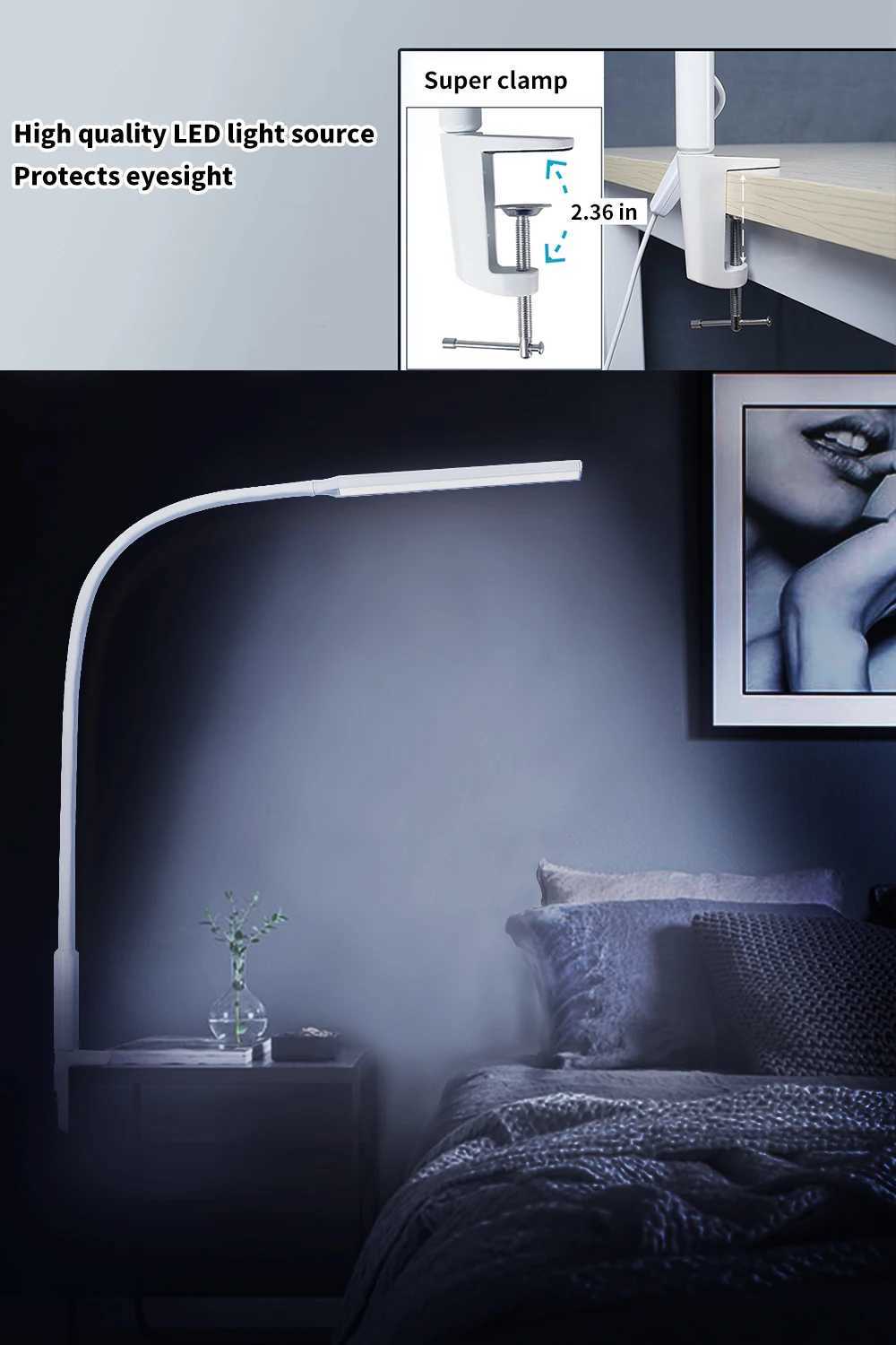 Desk Lamp LED USB Power Swing Lamp Flexible Gooseneck Clamp Dimmable Architect Lamp 3 Color Modes Desk Light M251120