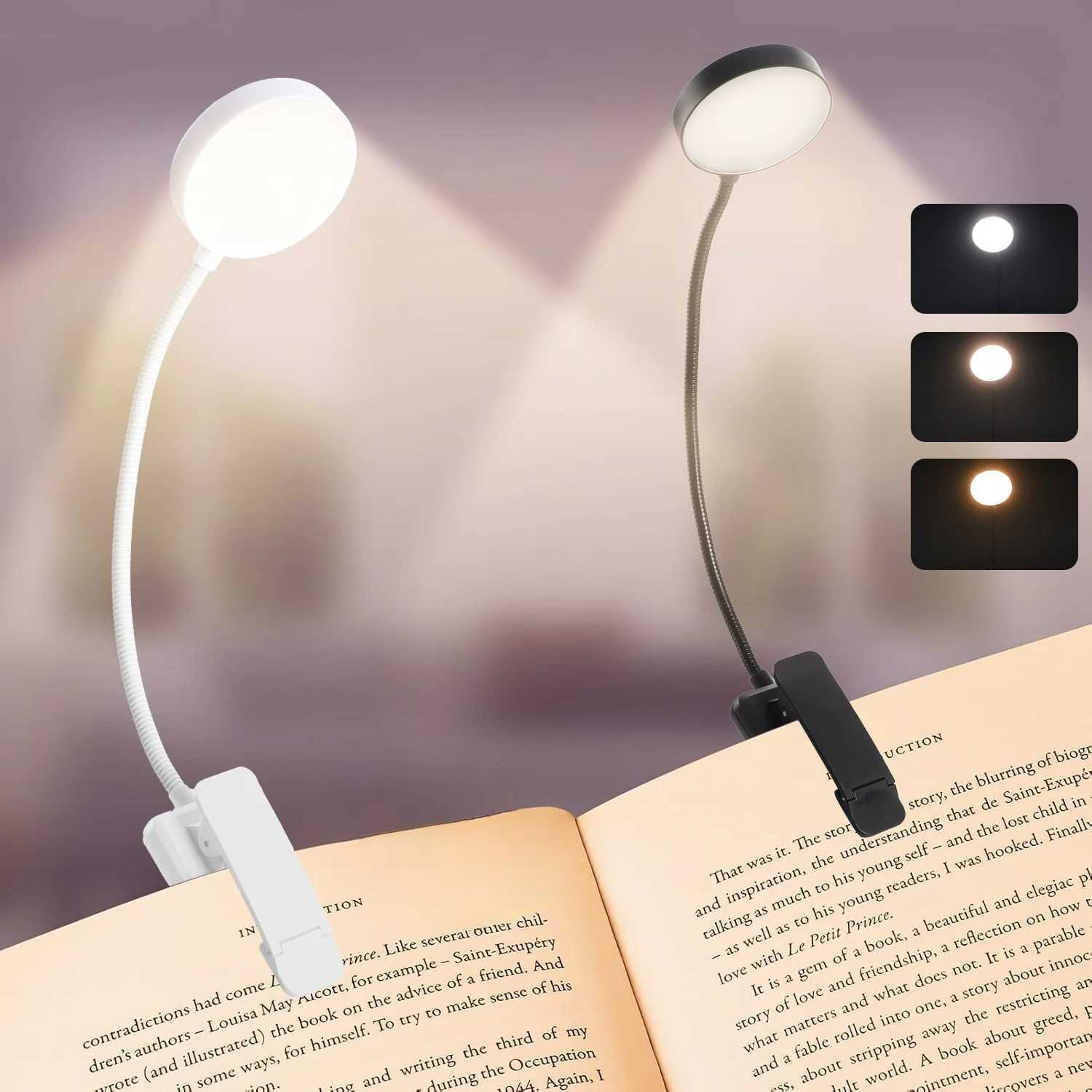 1/2/4pcs Circular book holder lamp 31 lamps USB charging version reading lamp with 3 color temperatures variable dimming M251120