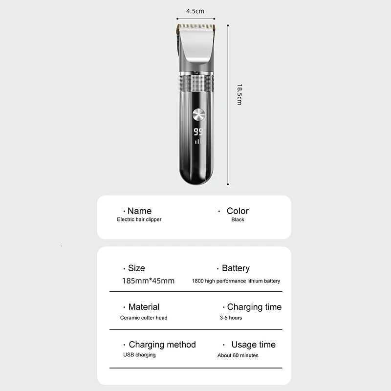 Electric Hair Clipper Professional Trimmer Household Waterproof LED Display Men Hair Trimmer USB Charging Haircut Tools SetT251120