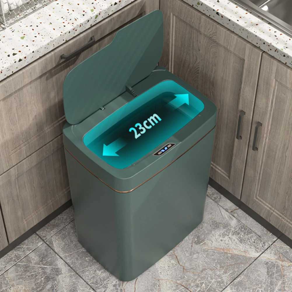 15L/18L Smart Sensor Trash Can Automatic Kicking Green White Garbage Bin for Kitchen Bathroom Home Waterproof Electric Waste Bin C251120