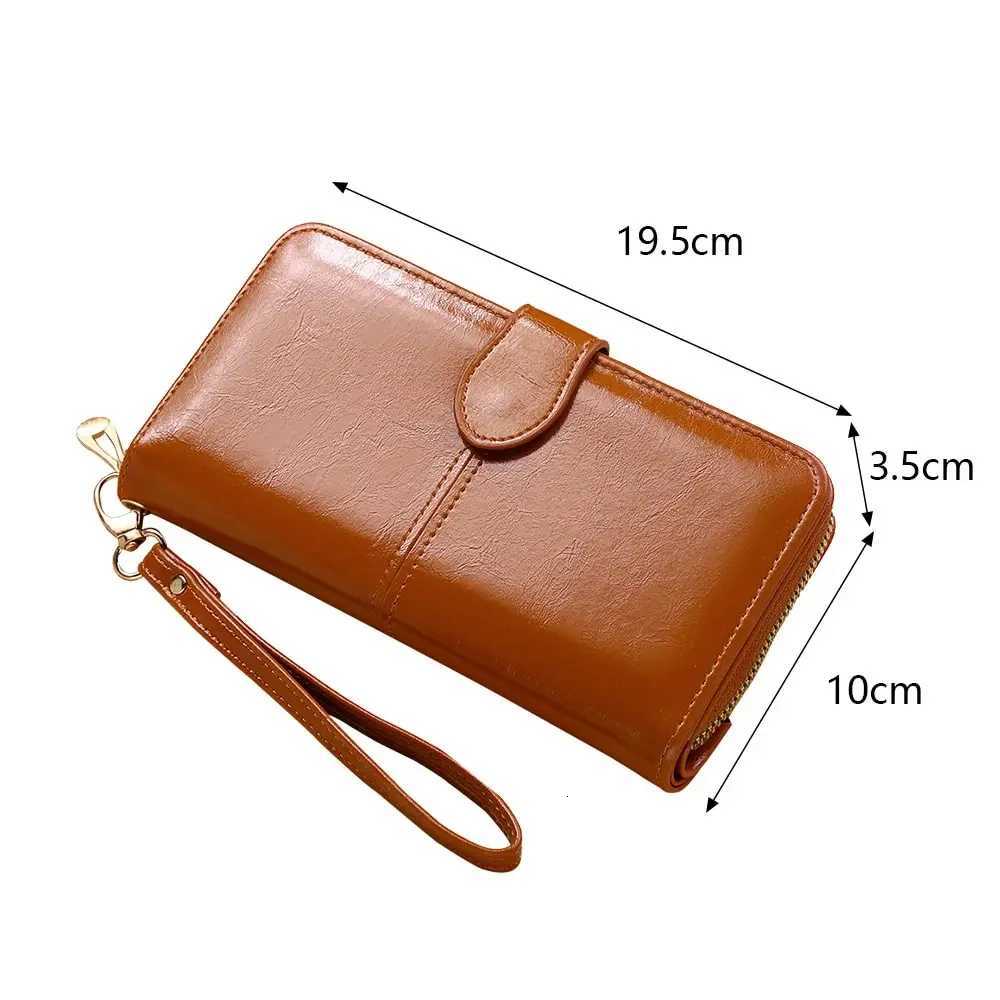 Womens Vintage Oil Wax PU Leather Clutch Wallet Female Large Capacity Phone Purse Ladies Wristband Simple Card Holder Pouch BagW251120