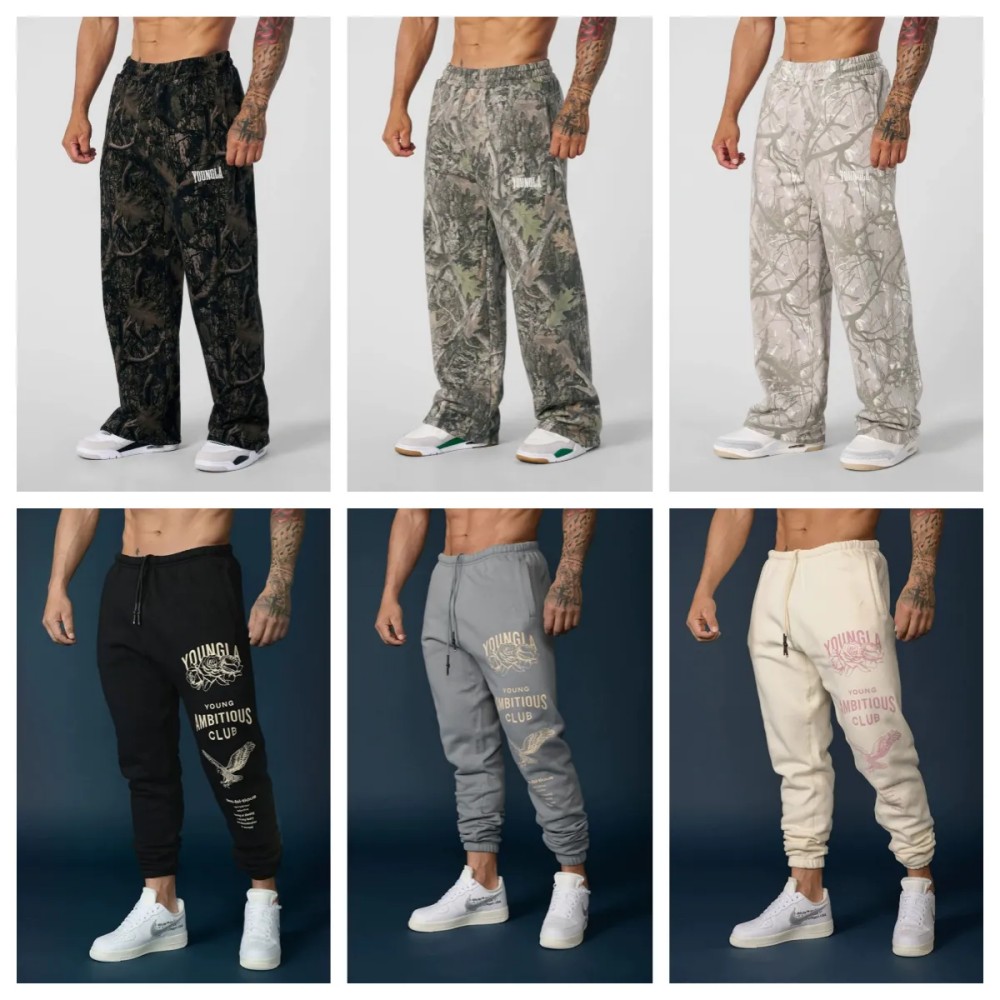 designer pants sweatpants YOUNGLAS casual mens sports pants younglas American style and leisure straight leg gym running training joggers
