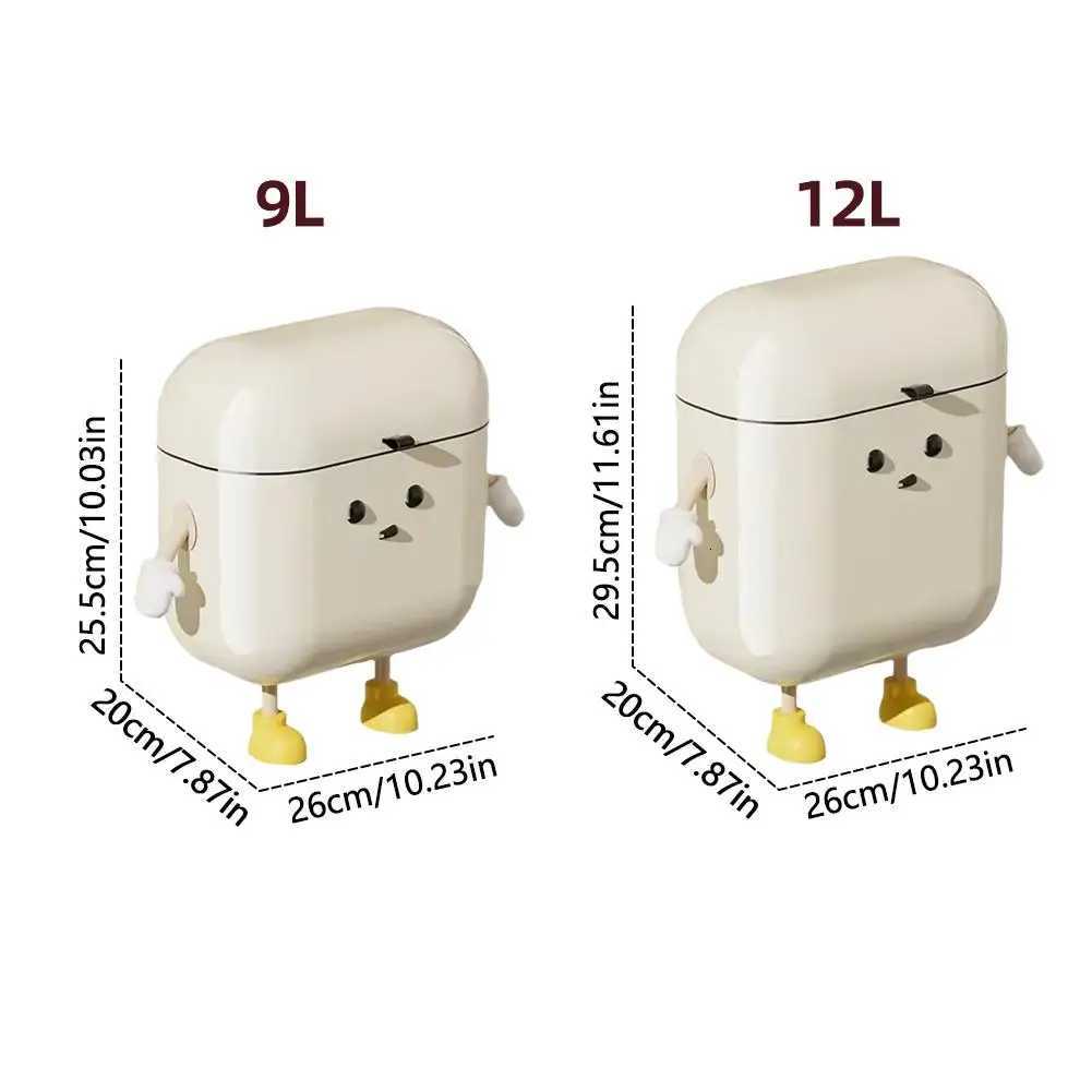 1pc Cute Cartoon Hanging Trash Can With Lid Large Capacity No-Drill Wall Mounted Waste Bin For Kitchen Bathroom C251120