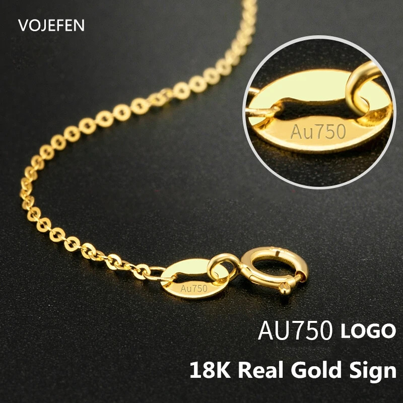 VOJEFEN 18K Real Gold Chains Necklace Womens Luxury Designer Jewelry AU750 O Chain Certificate 250420 - view 3