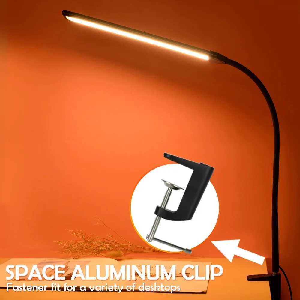 LED Eye-care Desk Lamp 10 Brightness Level 3 Lighting Modes Flexible Gooseneck Work Study Table Lamp with Clamp USB PC Desk Lamp M251120