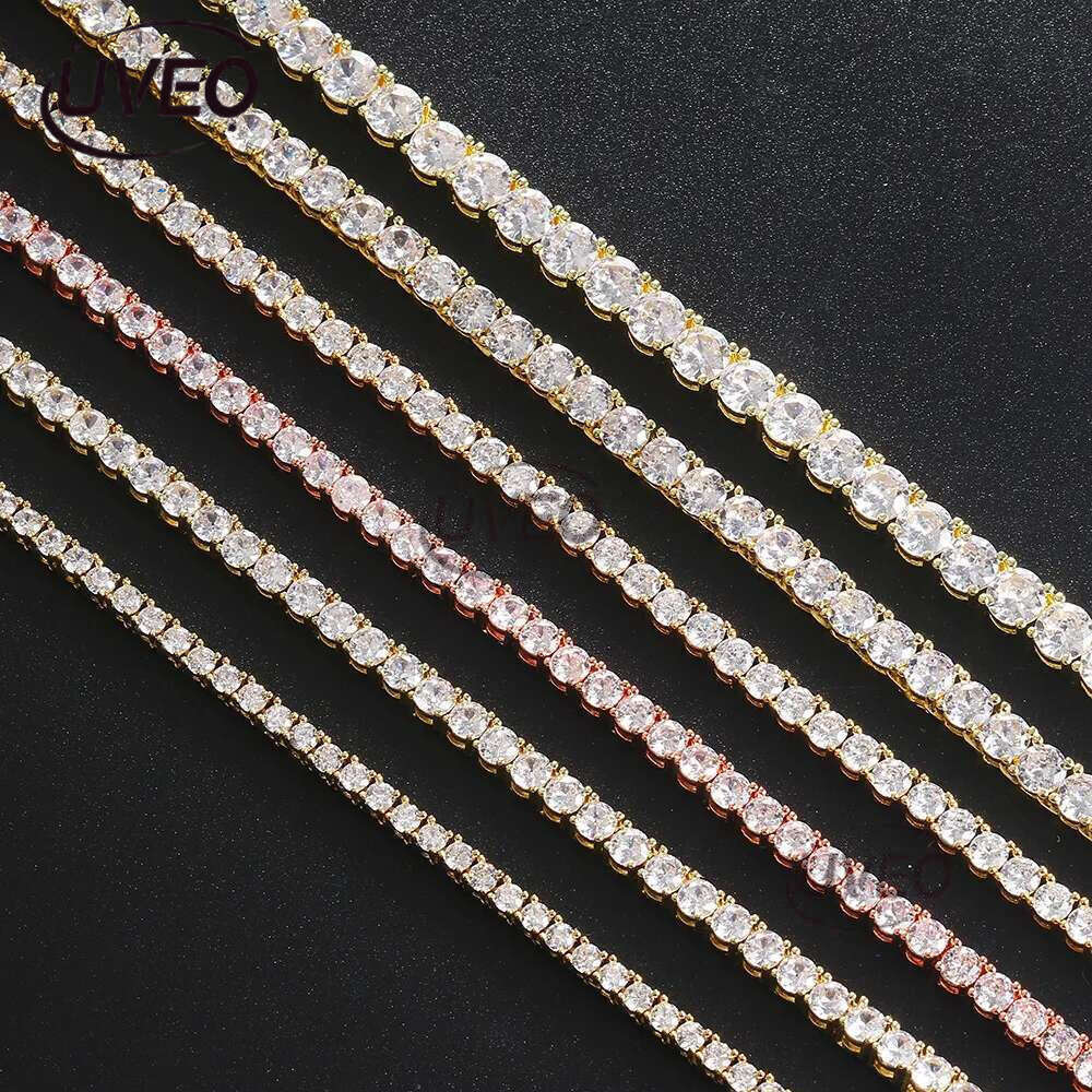 Real sterg sier Hip Hop Moissanite Jewelry Iced Out VVS1 D Color Mossanite Dia Necklace 4mm Tennis Gold chain for Women Men