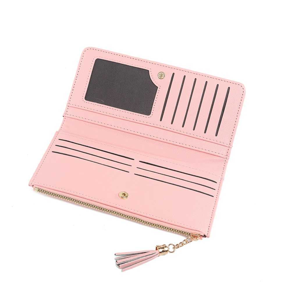 Womens Long Wallet Pu Solid Color Wallet Multi-Layer Card Case Zero Zipper Wallet Storage Id Card Bank Card Tassel ClutchW251120