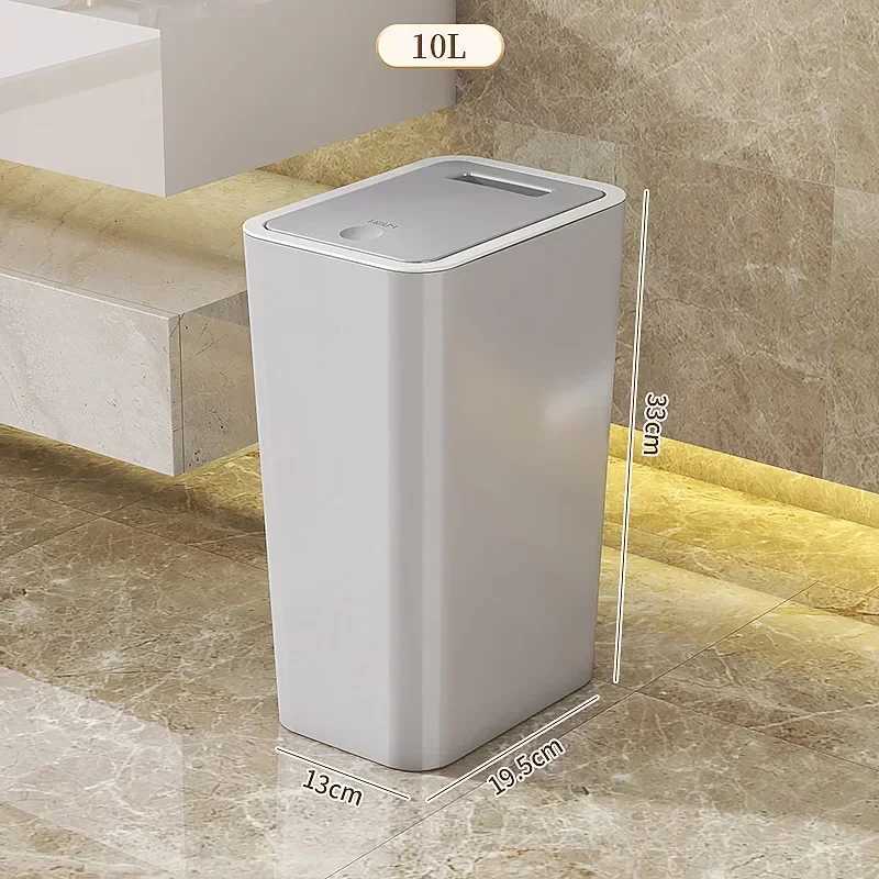 Odor Proof Trash Can with One-Touch Modern Design Durable Plastic Bathroom Kitchen Bin Space Saving Leakproof C251120