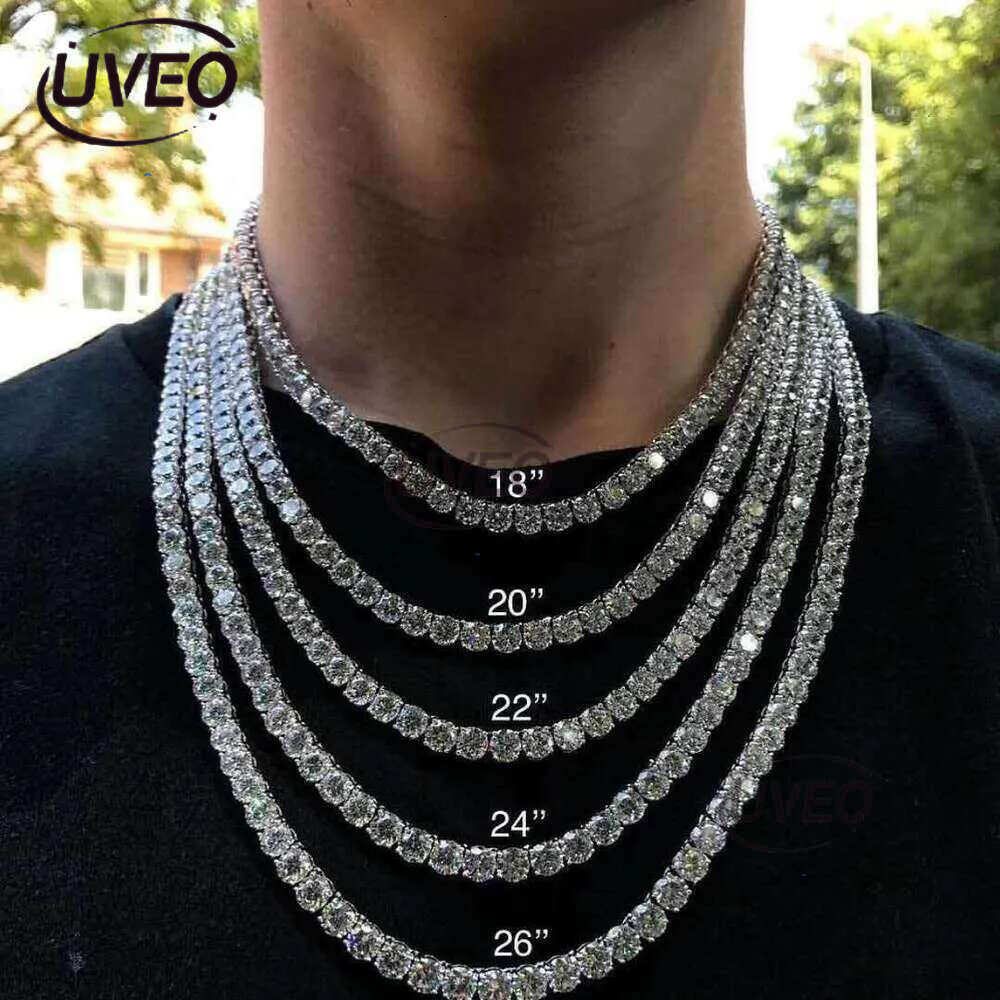 HipHop Jewelry ice out 3mm 4mm 5mm 6mm sterg sier VVS Moissanite Dia Tennis k Chain Bracelet Necklaces