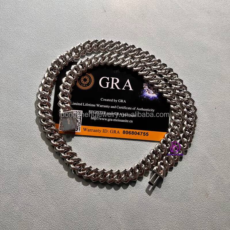 10mm Pass the Diamond test Pen Fashion Jewelry 925 Silver 18K Gld Iced Out D Vvs Moissanite Hip Hop Men Cuban Chain Bracelet