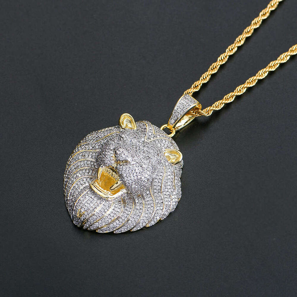 Hip Hop Lion Head Pendant micro set ice out of VVS Moissanite tide logo Exaggerated hip Hop necklace for men Free delivery