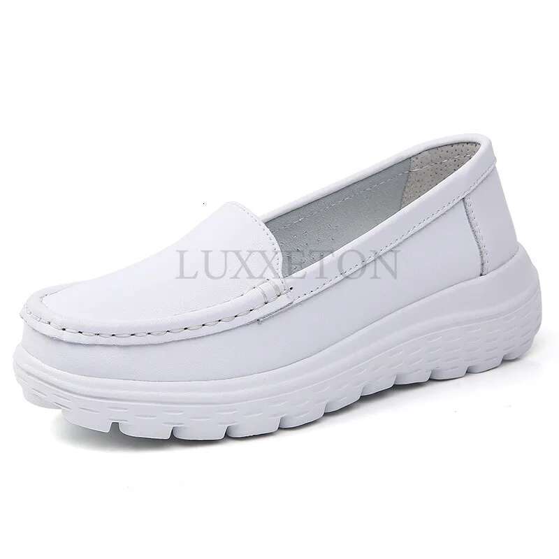 Genuine Leather Nurse Women Soft Breathable Lightweight Comfortable Medical Shoes Thick Sole Anti Slip Work Shoe