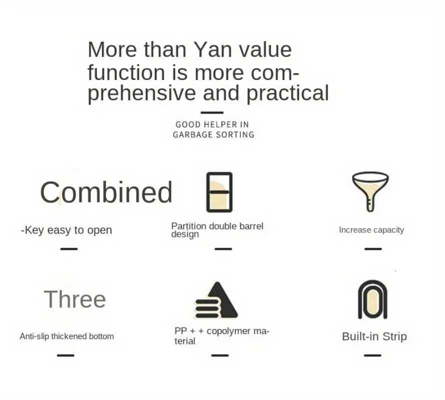 Dual Compartment Garbage Bin Double Compartment Trash Can Kitchen Dry Wet ified Waste Bin C251120