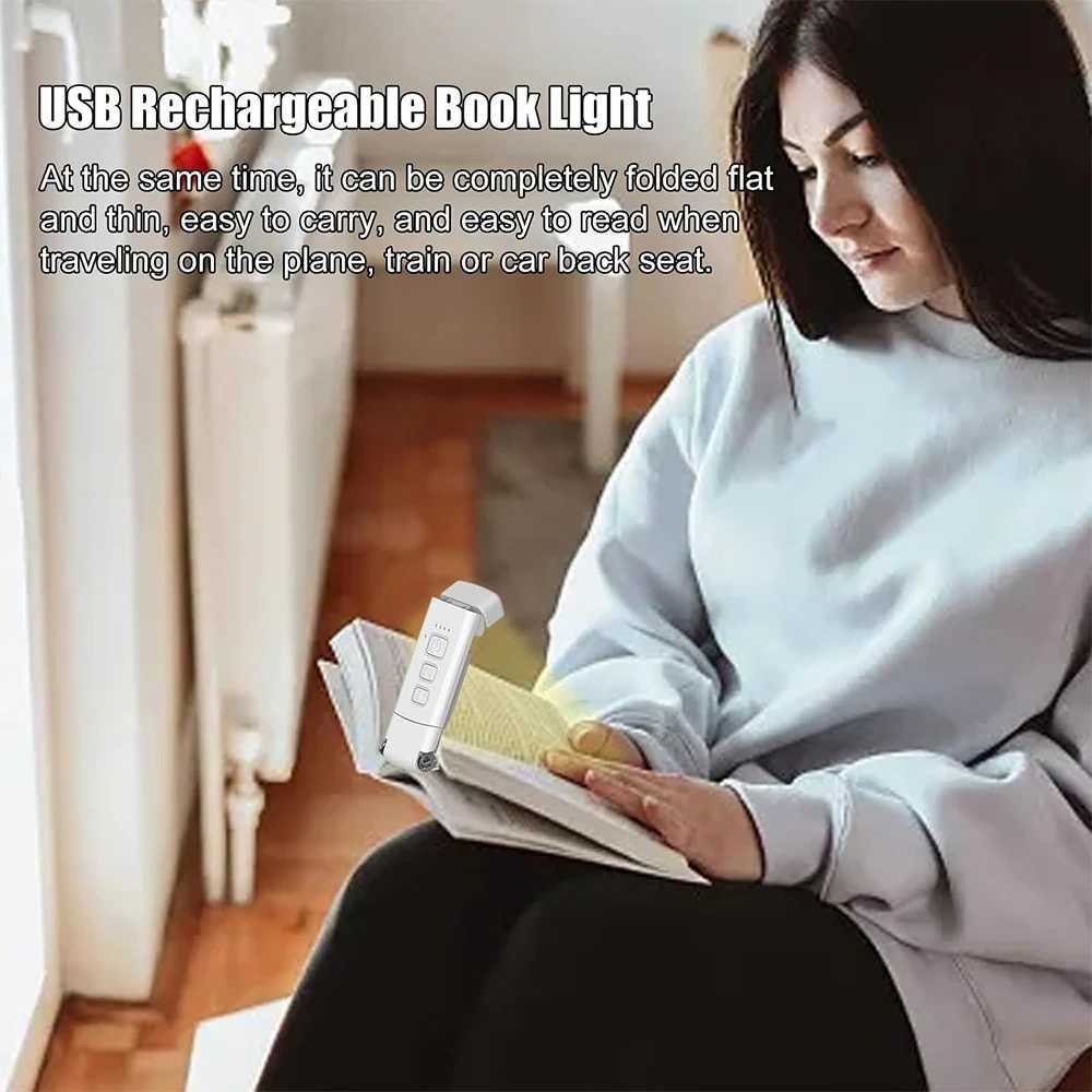 Book Light Reading Light for Bed Reading Rechargeable Portable Clip on LED Reading Light Dimmable Mini USB Powered Desk Lamp M251120