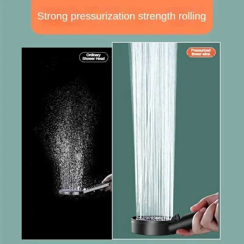 5 Mode Handheld Shower Head High Pressure Water Booster Massage Spray Jet with Anti Leak Proof Hose for Bathroom Household BathM251120