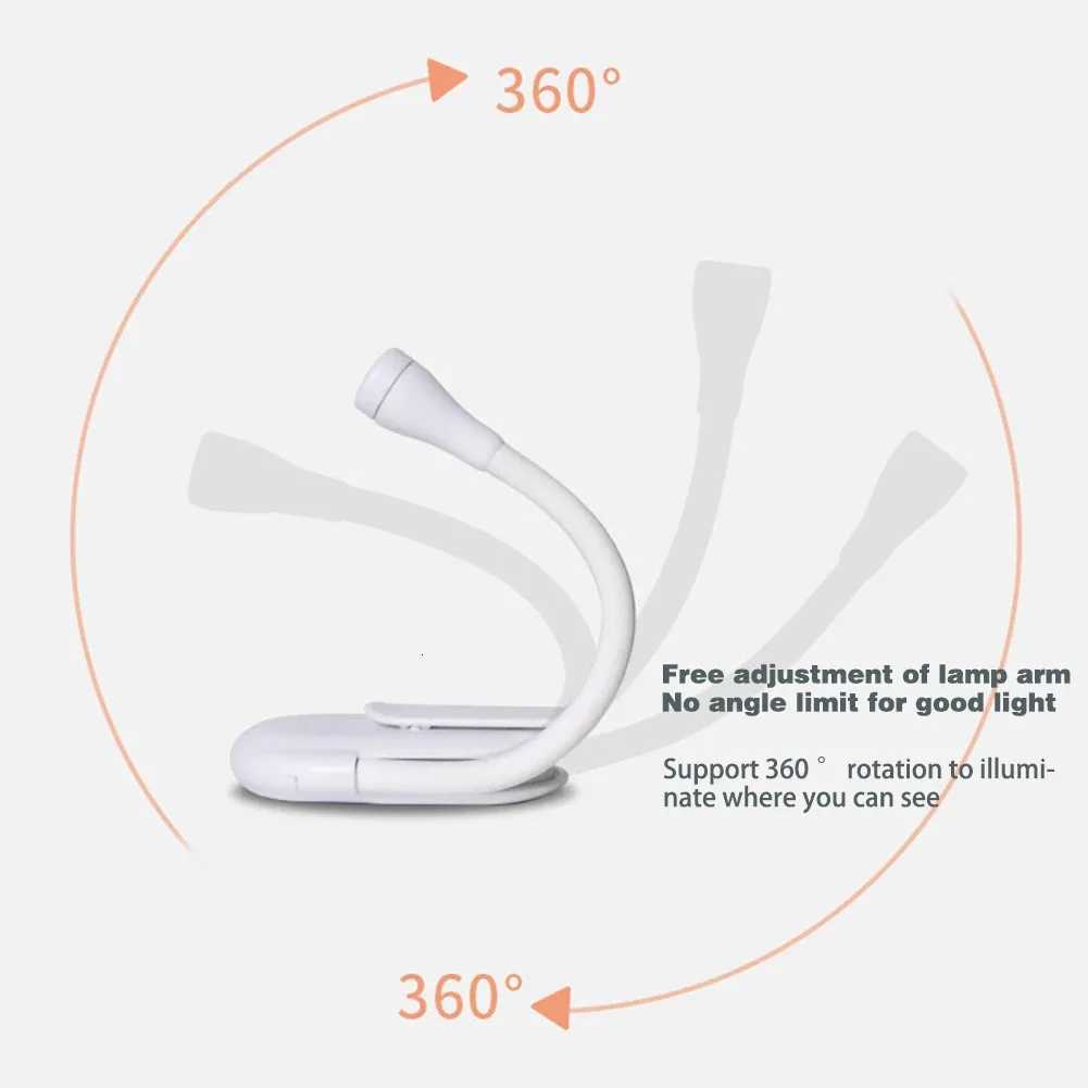 Mini LED Book Light 3 Brightness Adjustable USB Rechargeable Clip-On Study Reading Lamp for Travel Bedroom Dormitory Reading M251120
