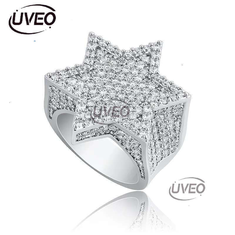 Luxury Designer Men's Ring High Quality Hexagonal Frappuccino VVS Moissanite Ring Fashion Hip Hop Ring Jewelry FREE shipping
