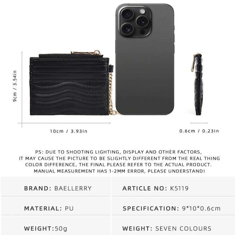 New WomenS Card Bag Quilted Multi-Slot Chain Coin Purse Mini Compact Storage BagW251120