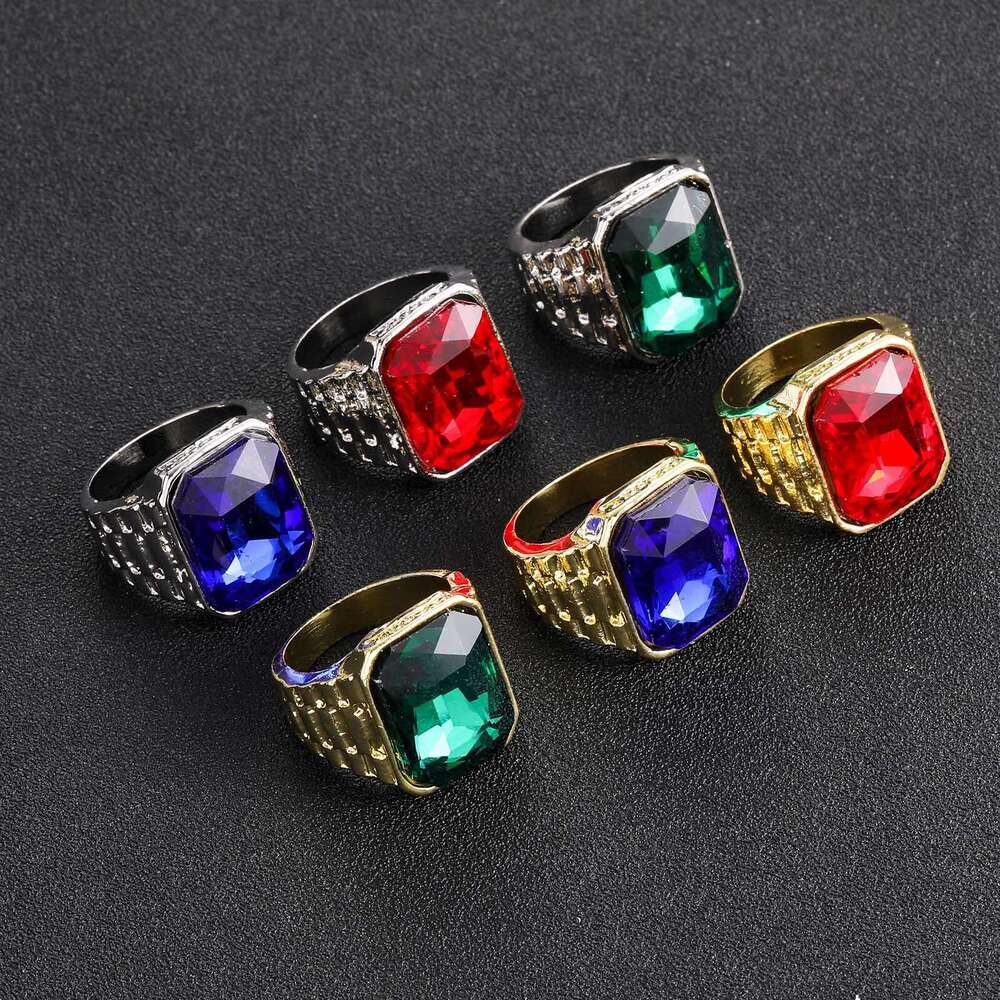 Luxury designer hip hop men and women with red and green ice out of VVS Moissanite hip hop rings