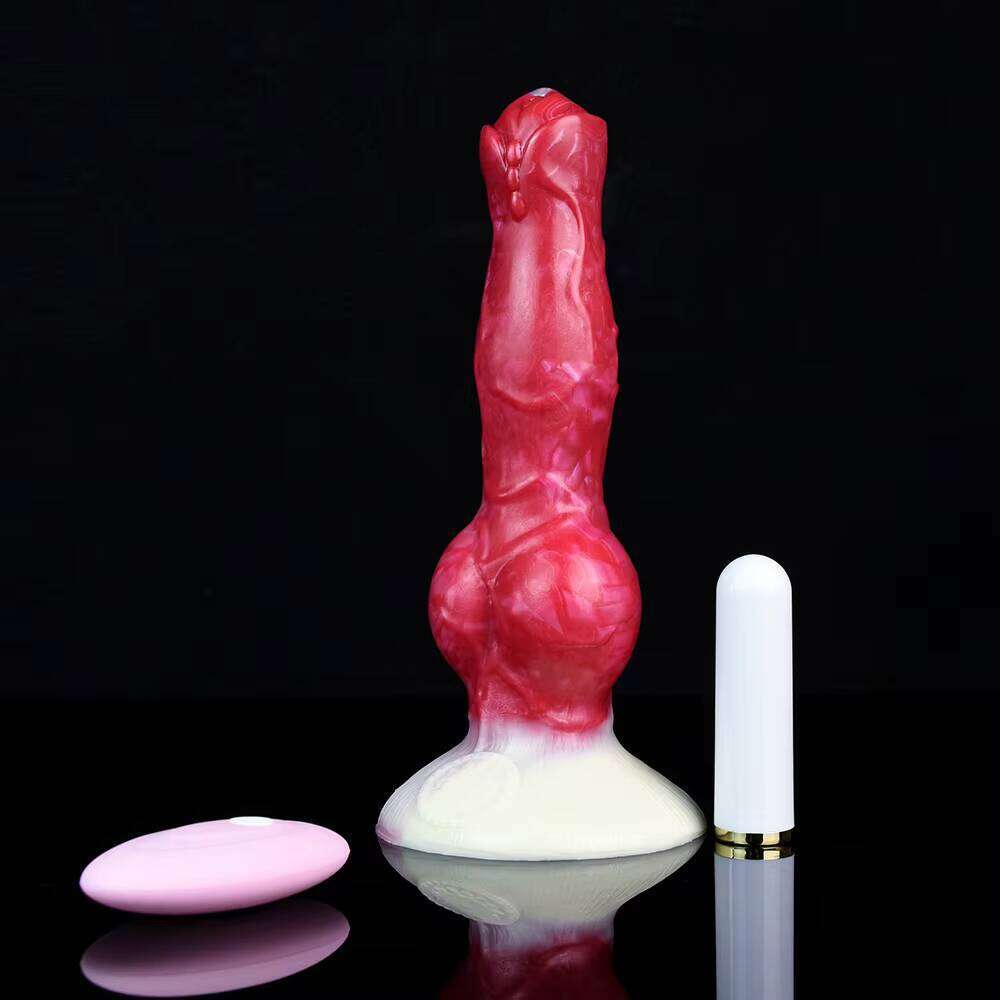 Large Knot Dog Penis Vibrating Rechargeable Dildos Silicone Animal Fantasy Dildo Anal Plug Sex Toys